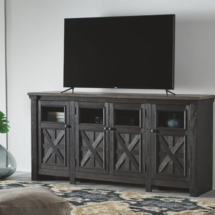 Tyler Creek - Extra Large TV Stand - Black / Gray