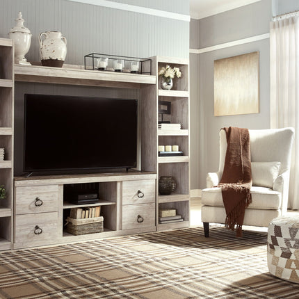 Willowton - 4-Piece Entertainment Center - Whitewash