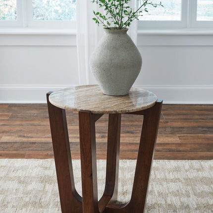 Tanidore - Round End Table - Warm Brown