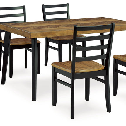 Blondon - Rectangular Drm Table Set (Set of 7) - Brown / Black