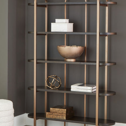 Brentmour - Bookcase - Brown / Gold Finish