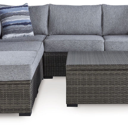 Petal Road - Loveseat Sectional, Ottoman, Table Set (Set of 4) - Gray