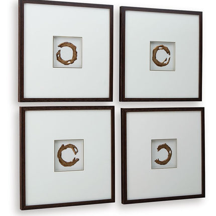 Dallbourne - Wall Art Set (Set of 4) - White / Gold Finish