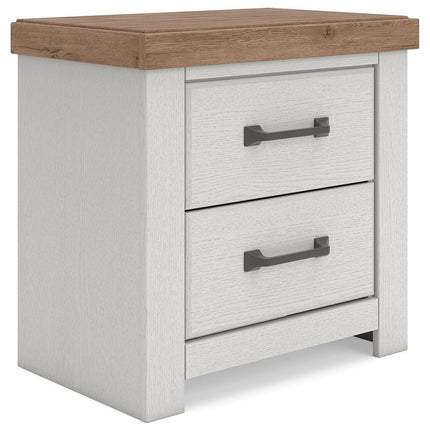 Savonport - Two Drawer Night Stand - White / Brown