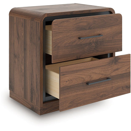 Fortlorn - Two Drawer Night Stand - Walnut Brown