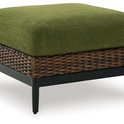 Horizon Hall - Ottoman With Cushion - Brown / Green
