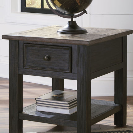 Tyler Creek - Rectangular End Table - Grayish Brown / Black
