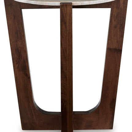 Tanidore - Round End Table - Warm Brown