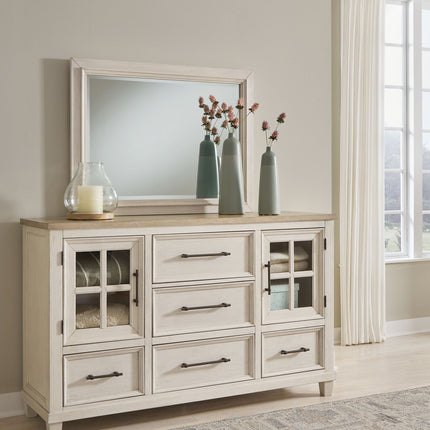 Shaybrock - Dresser And Mirror - Antique White / Brown