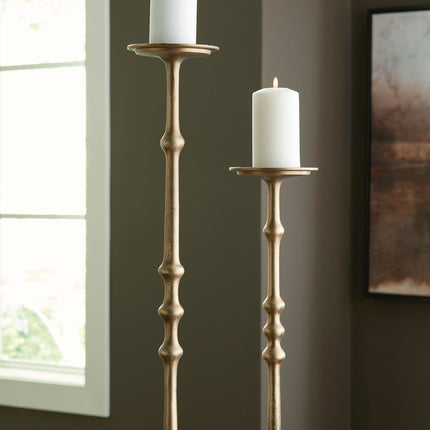 Larwick - Candle Holder Set (Set of 2) - Antique Brass Finish