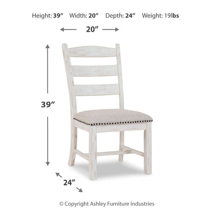 Valebeck - Dining UPH Side Chair (Set of 2) - Beige / White