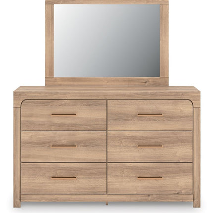 Kinlanni - 4 Pc. - Queen Panel Bed, Dresser, Mirror And Nightstand - Tan