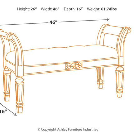 Realyn - Accent Bench - Antique White