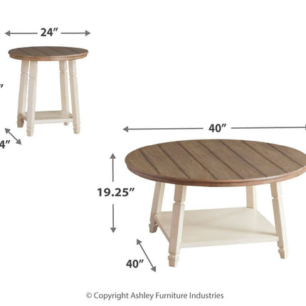 Bolanbrook - Occasional Table Set (Set of 3) - White / Brown / Beige