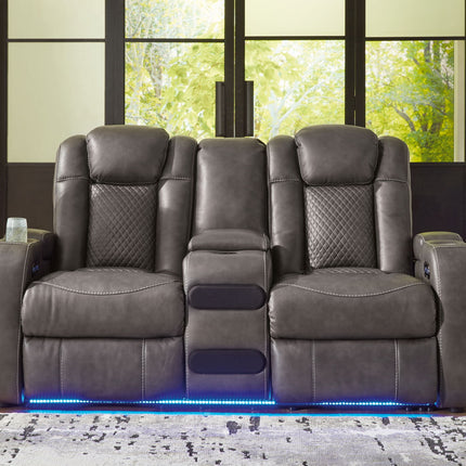 Fyne-dyme - Power Reclining Loveseat With Console/Adj Hdrst