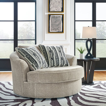 Calnita - Oversized Swivel Accent Chair - Sisal