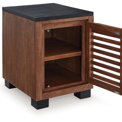 Kallari - Chair Side End Table - Warm Brown / Black