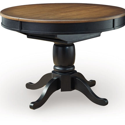 Clorazi - Oval Dining Room Butterfly Extension Table - Black / Brown