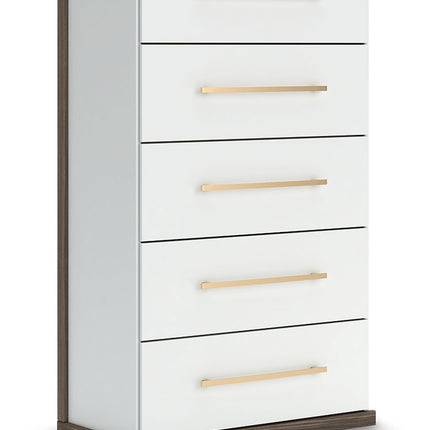 Kendanport - Five Drawer Chest - Brown / White