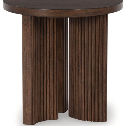 Korestone - Round End Table - Dark Brown