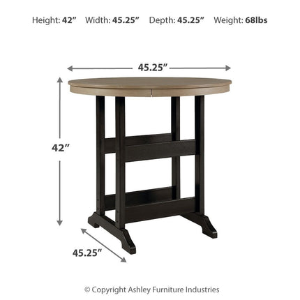 Fairen Trail - Round Bar Table w/Umb OPT - Black / Driftwood