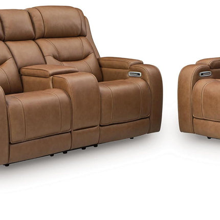 Knightington - 3 Pc. - Power Reclining Sofa, Loveseat And Recliner - Caramel