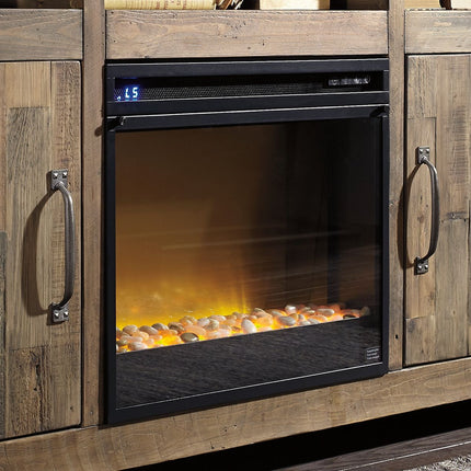 Starmore - 70" TV Stand With Glass/Stone Fireplace Insert - Brown