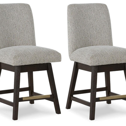 Burkhaus - Upholstered Swivel Barstool (Set of 2) - Beige / Dark Brown