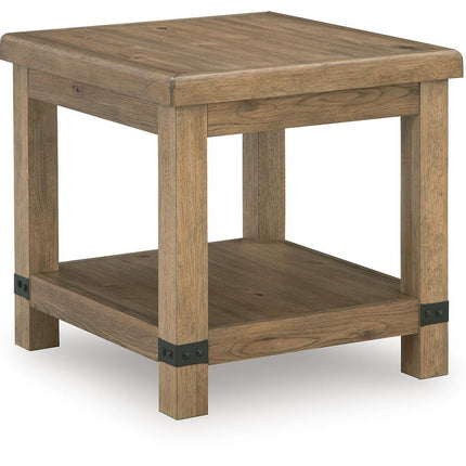 Ridgester - Rectangular End Table - Light Brown