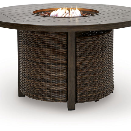 Monterey Point - Round Fire Pit Table - Dark Brown