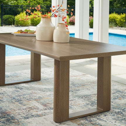 Serene Bay - Rectangular Dining Table With Umbrella Option - Dark Brown