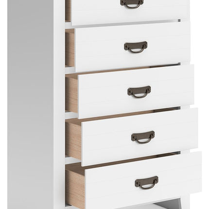Binterglen - Five Drawer Chest - White