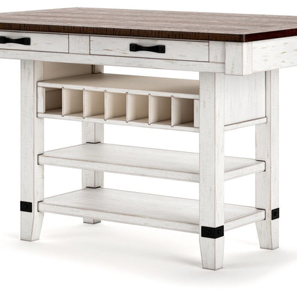 Valebeck - Rect Dining Room Counter Table With Wine Rack