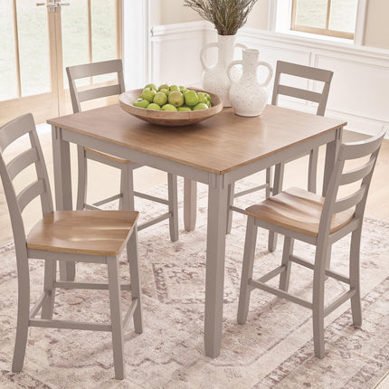Harperfeld - Dining Room Counter Table Set (Set of 5) - Natural / Gray