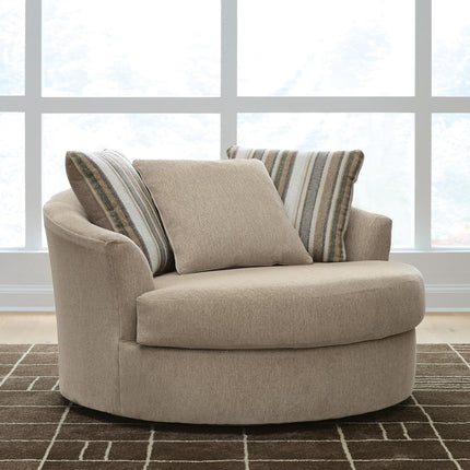 Linenhause - Oversized Swivel Accent Chair - Dune