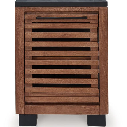 Kallari - Chair Side End Table - Warm Brown / Black