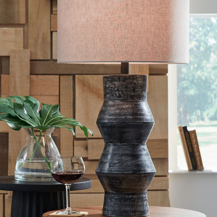 Kerbert - Terracotta Table Lamp - Distressed Black