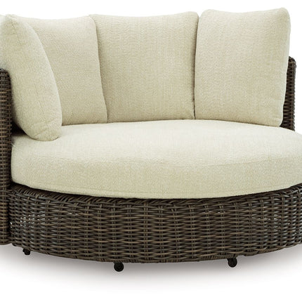 Kimora - Swivel Lounge Chair With Cushion - Beige / Dark Brown