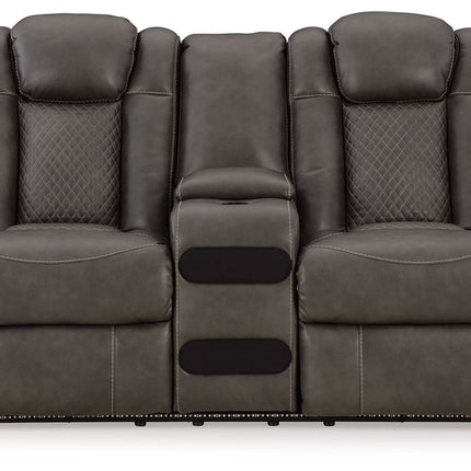 Fyne-dyme - Power Reclining Loveseat With Console/Adj Hdrst