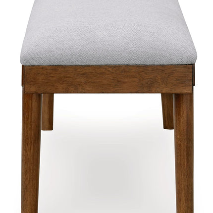 Lyncott - Large Upholstered Dining Room Bench - Gray / Brown