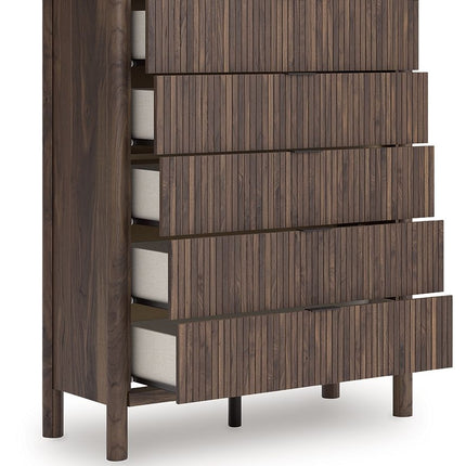 Pamytta - Five Drawer Wide Chest - Brown