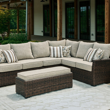 Brook Ranch - Sofa Sectional, Bench With Cushion (Set of 3) - Brown