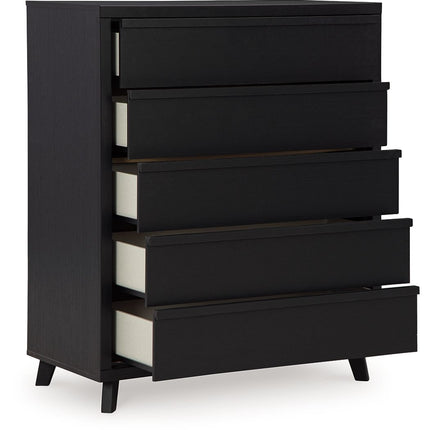 Danziar - Five Drawer Wide Chest - Black
