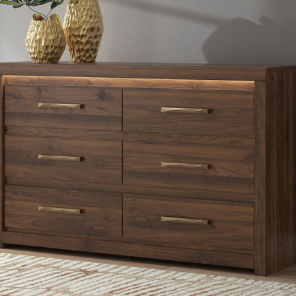 Janfyn - Six Drawer Dresser - Brown