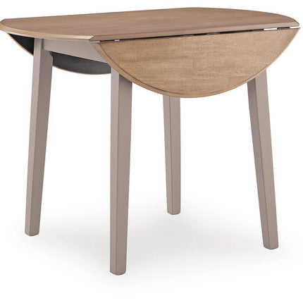 Harperfeld - Round Dining Room Drop Leaf Table - Natural / Gray