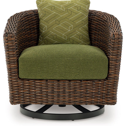 Horizon Hall - Swivel Lounge With Cushion - Brown / Green