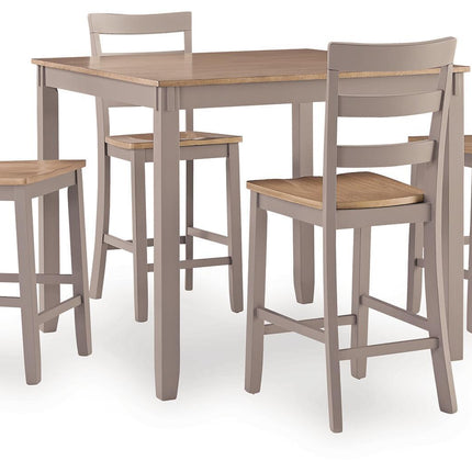 Harperfeld - Dining Room Counter Table Set (Set of 5) - Natural / Gray