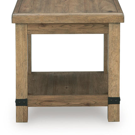Ridgester - Rectangular End Table - Light Brown