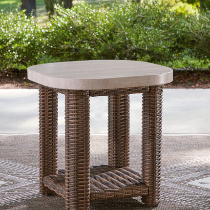 Dolan Creek - Square End Table - Beige / Brown