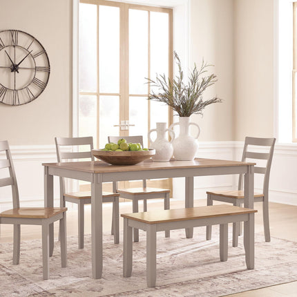 Harperfeld - Dining Room Table Set (Set of 6) - Natural / Gray